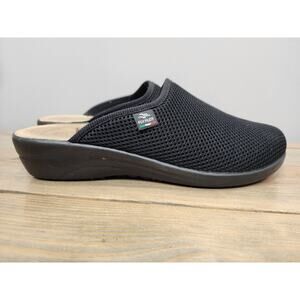 Fly Flot Slip On Shoes Clog Fabric Mesh Upper Leather Inner Black EU 41 US 10